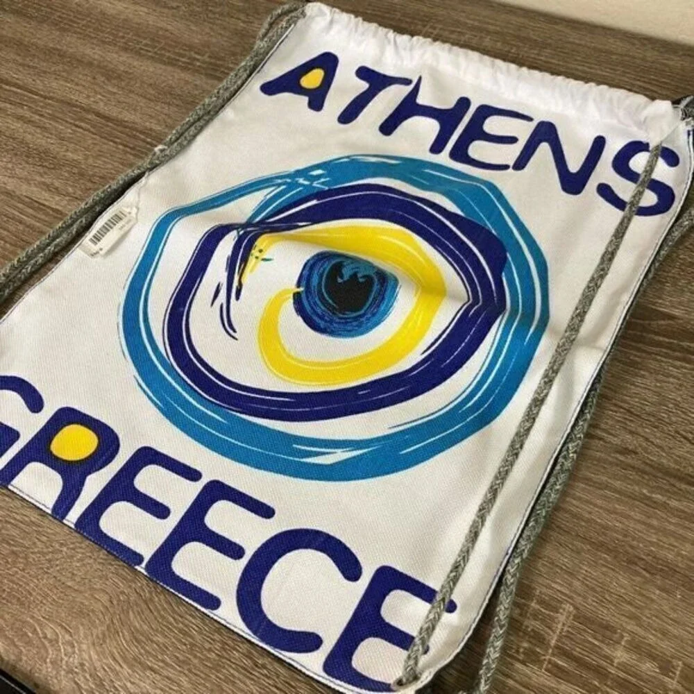 Athens Greece Drawstring Bag‎ Backpack Adult One Size Standard Unisex Blue New